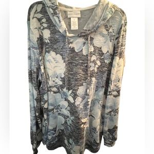 Floral vibes Alfred dunner long sleeve shirt with hood